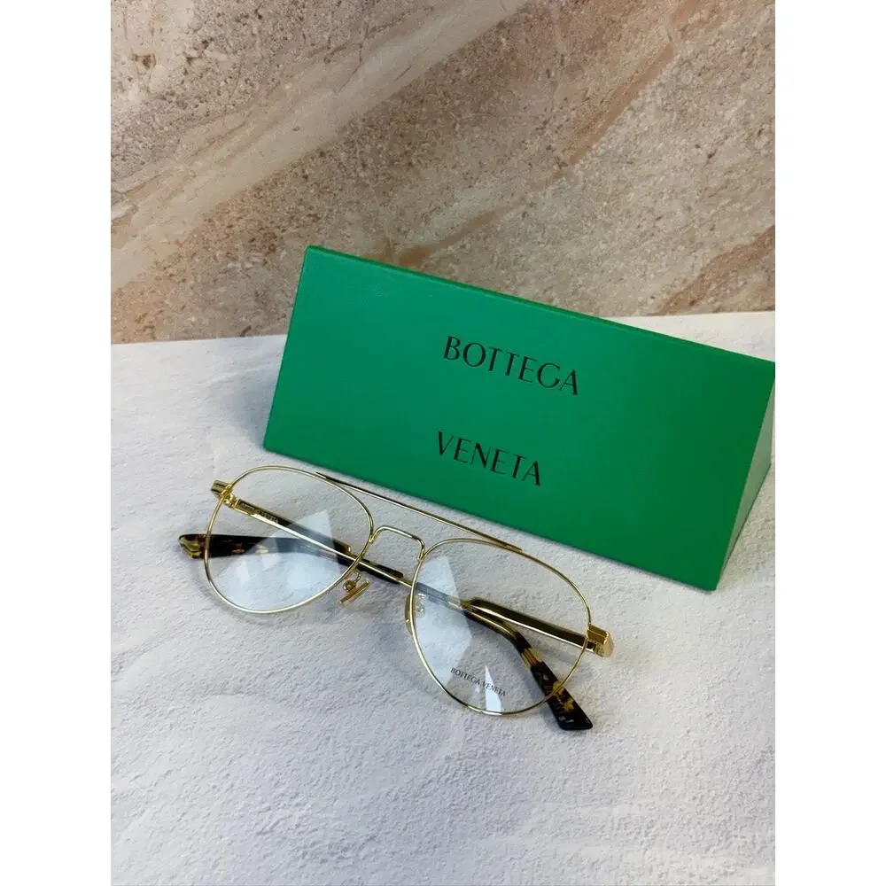 NEW Bottega Veneta BV1340OK Gold Aviator Eyeglasses Frames